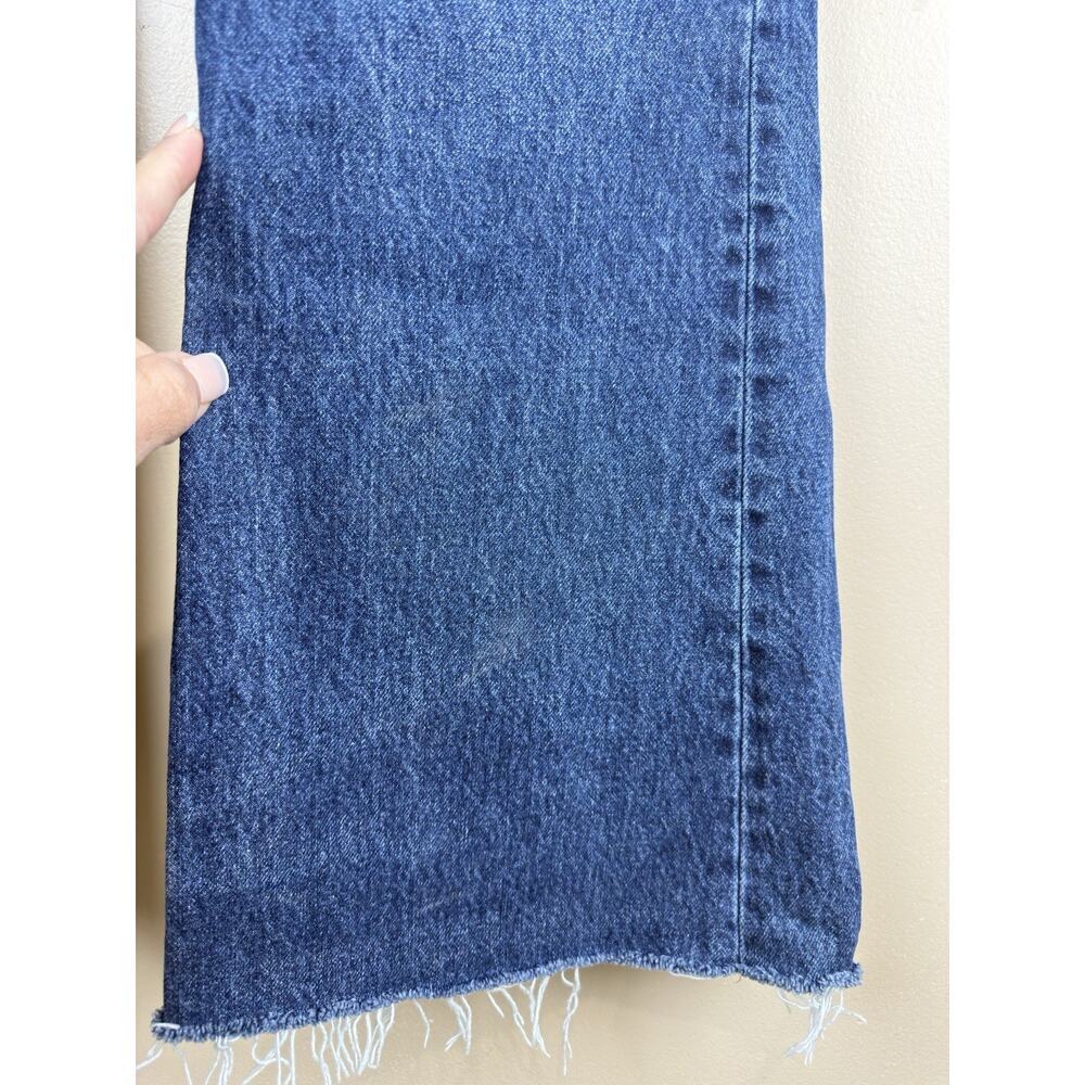 Zara Jeans Womens Blue Size 6 Denim Flare High Rise Raw Hem Medium Wash - Picture 8 of 14